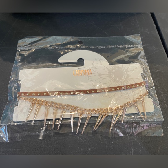 Charisma Brown and Gold Spike necklace set - Picture 1 of 2